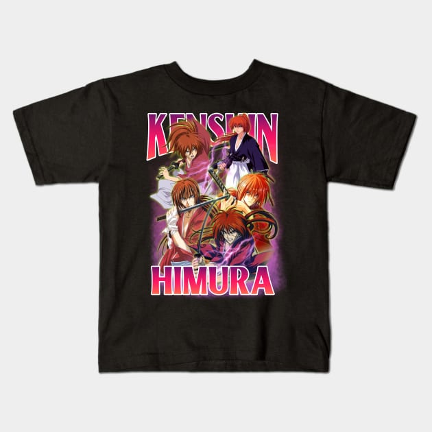Bootleg Anime Kenshin Himura Kids T-Shirt by clvndesign